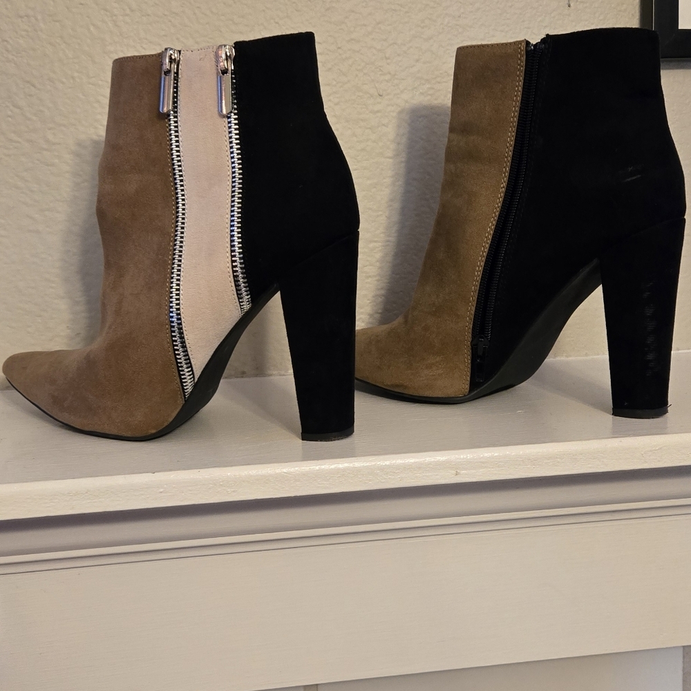 Two-Tone Suede Ankle Boots - Picture 2 of 4